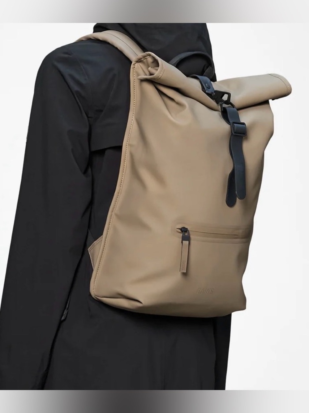 🎒 RAINS Waterproof Rolltop Rucksack W3 | Sand | One Size | NWT 🏷️